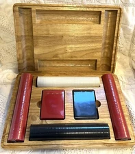 Marlboro Vintage Poker Set Cards and Chips in Oak Box Original Sealed  Wraps