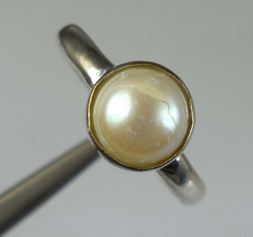 12.35 CT Naturale Tahitiana Bianco Pacifico Mare Perla 8 X 8 MM Tondo Gemma Ring - Foto 7 di 8