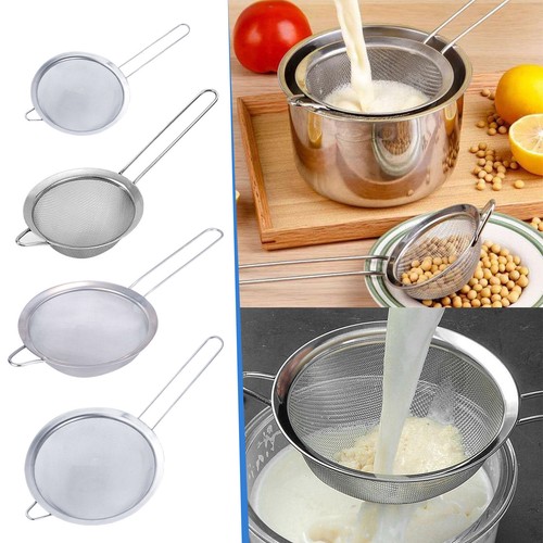 Mesh Strainer Sieve Fine Mesh Stainless Steel Strainers Kitchen Strainer 4 Sizes
