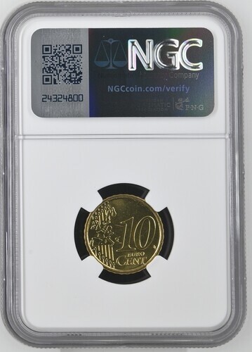 2002 Austria 10 Euro Cent NGC MS65 Brass Coin 10C - Picture 2 of 8