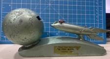 Space Age SHOOT THE MOON Strato Mechanical Rocket Coin Bank no coin door