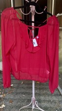 society-girl-juniors-womens-large-red-shear-blouse-top