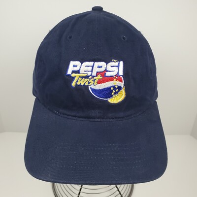 Vintage Pepsi Twist Strapback Cap Navy Blue Hat Hook Embroidery Logo 90s