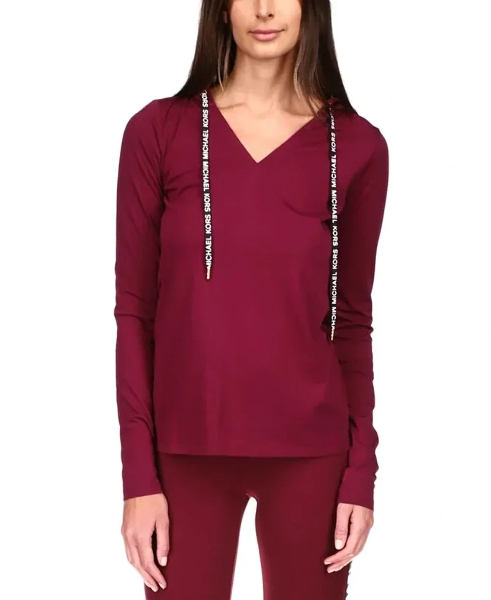 Felpa con cappuccio MICHAEL Michael Kors logo coulisse taglia XS (XS rubino scuro) vendita al dettaglio $88