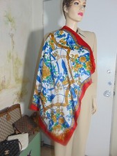Berkshire Women's Multicolored Scarf Shawl Vintage Italy Square Red Blue 31x31  