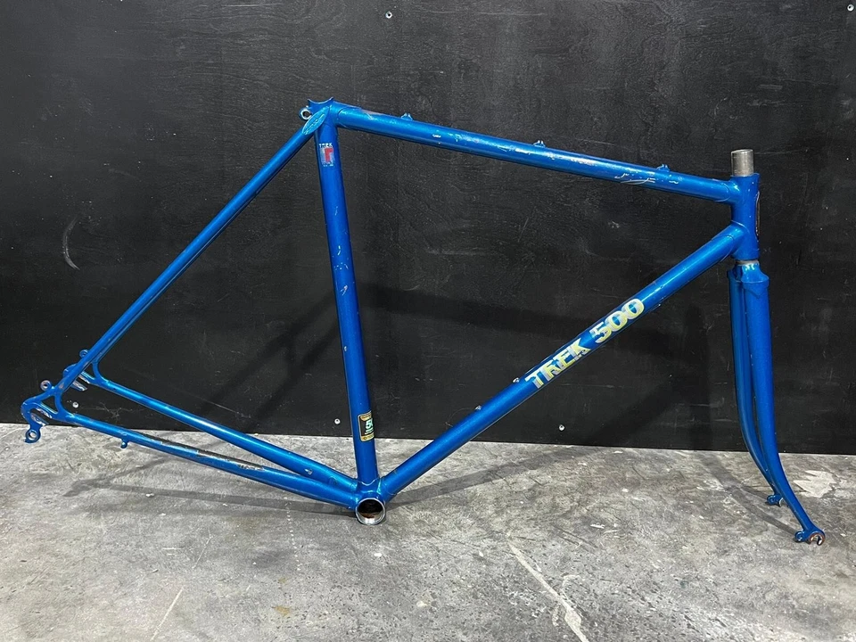 Vintage 1983 Trek 500 Series Cromalloy-M 501 Reynolds Conjunto de Quadros de Bicicleta de Estrada Azul 21 - Imagem 2 de 4