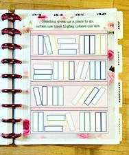 Bookshelf Reading Books Dashboard for use with the Classic Happy Planner~