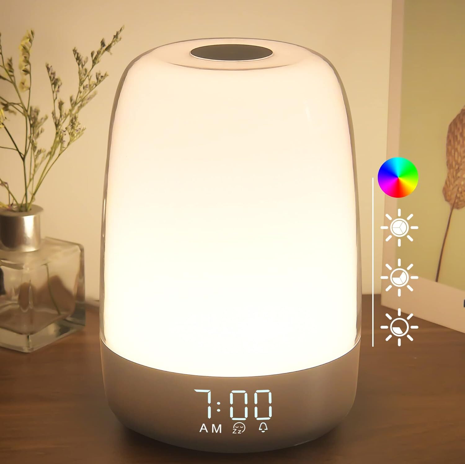 Touch Wake-up Night Light with Sunrise Analog Alarm Clock, 3