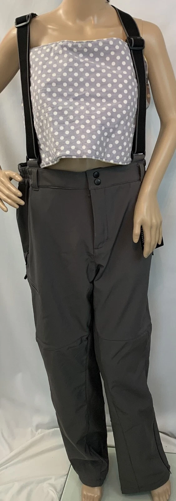 Little Donkey Andy Men Skiing Bibs Fleece Lined Snow Pants,Water-Repel,2XL gray