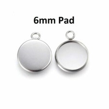 10 pcs. 304 Stainless Steel Circle Settings Bezels Cabochons Pendants 6mm Glue