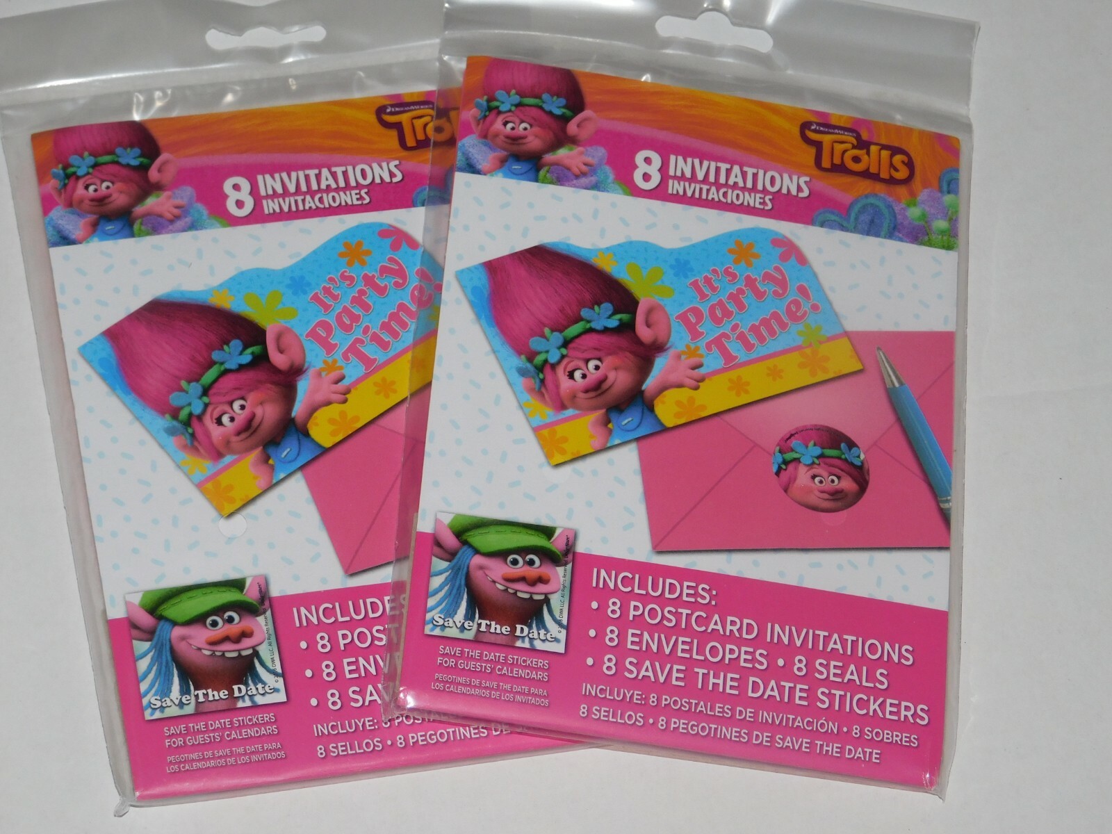 Trolls Birthday Party Invitations W Seals Save The Date Two Packs For Sale Online