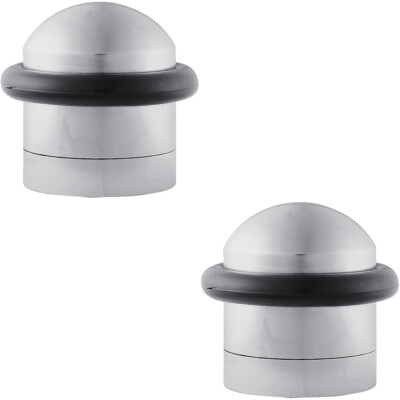 2x Kuppelplatte Bodenmontage Türstopper Gummipuffer 38 mm Durchmesser Satin Chrom