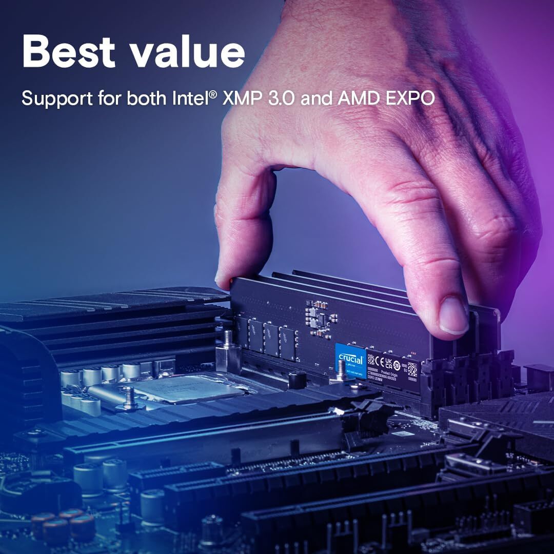 Crucial RAM 64GB Kit (2x32GB) DDR5 5600MHz Desktop Memory