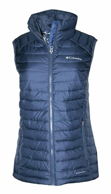 columbia women's white out puffer omni heat full zip insulated vest