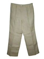 Talbots Size 10 Petite Beige Irish Linen Wide Leg Lined Pants