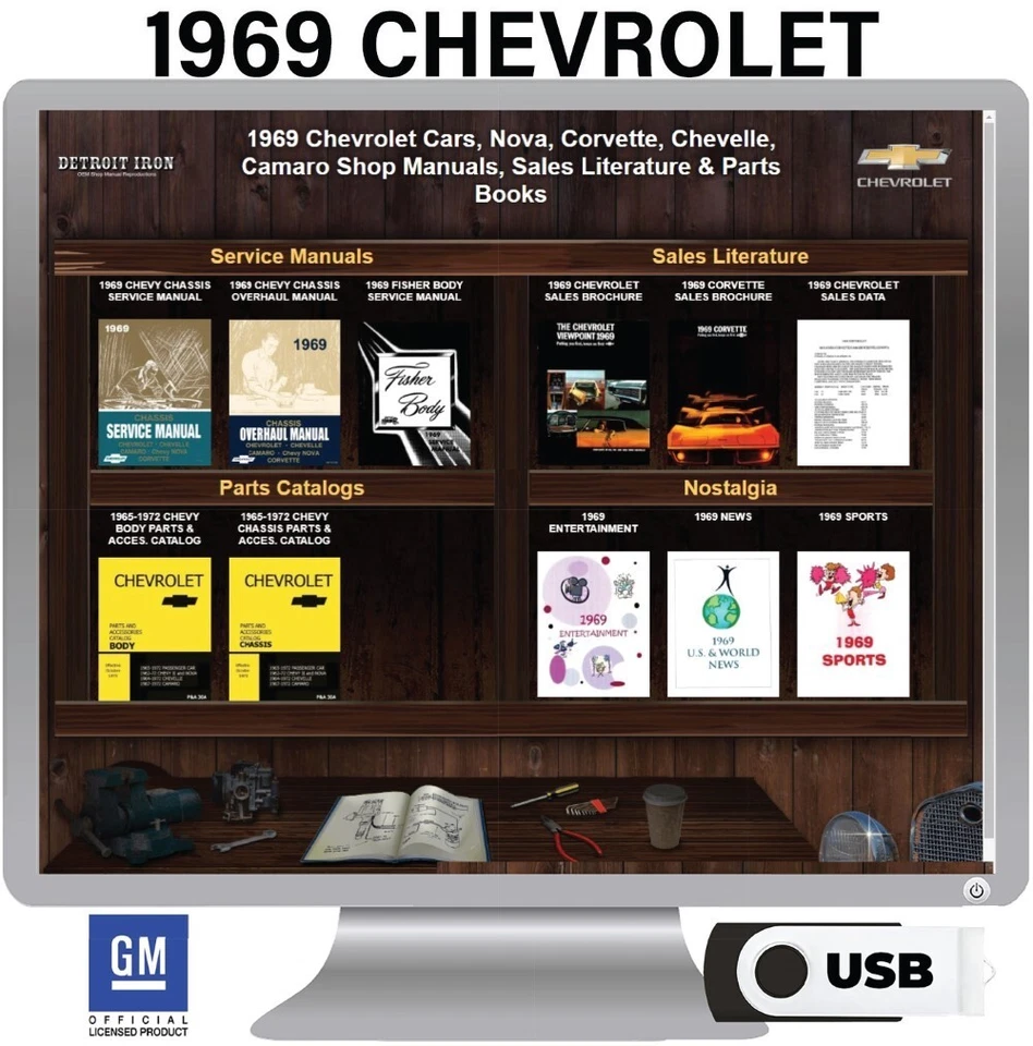1969 Chevrolet Nova, Corvette, Chevelle, Camaro Factory Shop Manuals on USB - Image 2 of 2