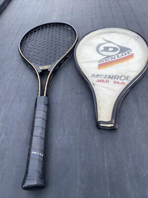 Vintage Dunlop McEnroe Mad Raq Tennis Racquet Rare with Cover 4 1/2 grip