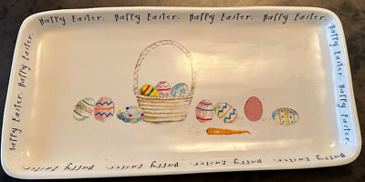 RETIRED RAE DUNN PLATTER ARTISAN COLLECTION HAPPY EASTER EGG BASKET 