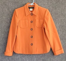 Harve Benard Petite Orange Wool Cashmere Blend 5 Button Blazer Womens Sz 10P