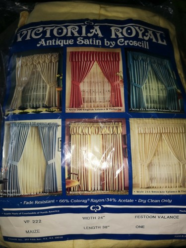 2x, CROSCILL Festoon Valance, 24" W x 38" L, Maize - Picture 2 of 3