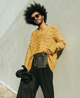 ZARA MEN V-NECK CABLE KNIT SWEATER MUSTARD YELLOW REF. 3859/305 | eBay
