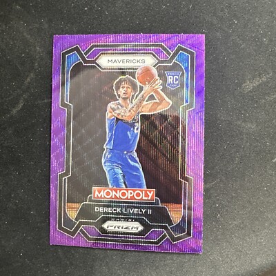 2023-24 Prizm Monopoly Derek Lively II #24 Purple Wave RC Mavericks Rookie