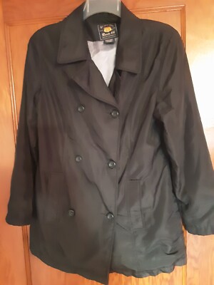 Route 66 Womens Size S Black Double-Breasted Button Up Lined Collared