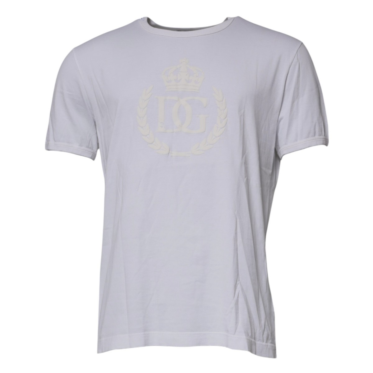 【関税&送料込】Dolce&Gabbana White T-Shirt With Logo Embroi DOLCE & GABBANA T-shirt White Logo Embossed Cotton Crewneck