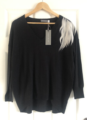 Neuwertiger Pullover Samt schwarz Kaschmirmischung Relaxed Fit Gr. XS (8-10)