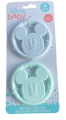 Disney Baby Mickey Minnie Winnie 2-Pack Silicone Teether Toy Set
