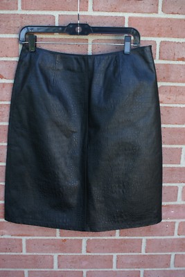 NWT ISABELLA BIRD CHELSEA 100% LEATHER CROCODILE PRINT BLACKSKIRT SIZE 8 RP $199