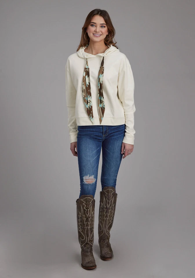 Sudadera con capucha Roper Slouchie crema 100 % algodón para mujer Foto 2 de 4