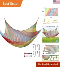 Playground Safety Net 6.5' x 9.8', Double Layers Climbing Cargo Net for Kids,...
