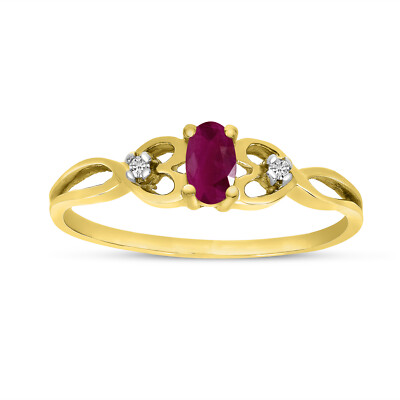 Ring 10 Karat Gelbgold ovaler Rubin und Diamant