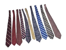  Men’s  Silk Neck Ties Lot Of 10 100% Silk Multi Color Brands Red Blue Gold 
