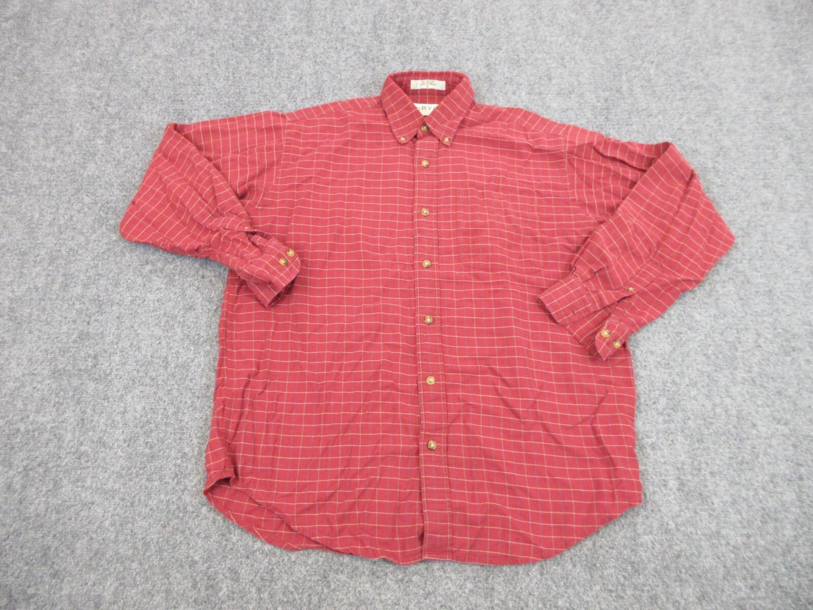 Orvis Shirt Mens Adult Medium Red Plaid Button Up Casual Pocket Outdoors