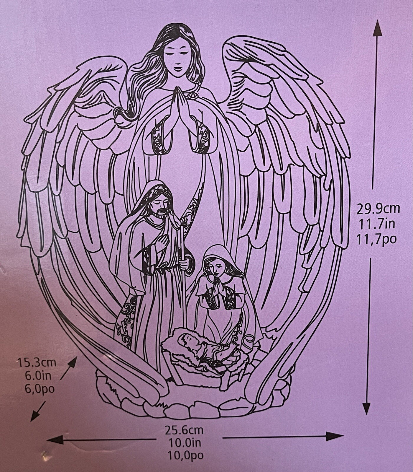 Holy Family Nativity Figurine Guardian Angel Wings Mary Joseph Baby