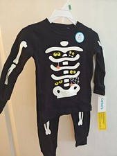 New Halloween Glow In The Dark Skeleton Top Bottoms Pajama Set 18 m Carter's
