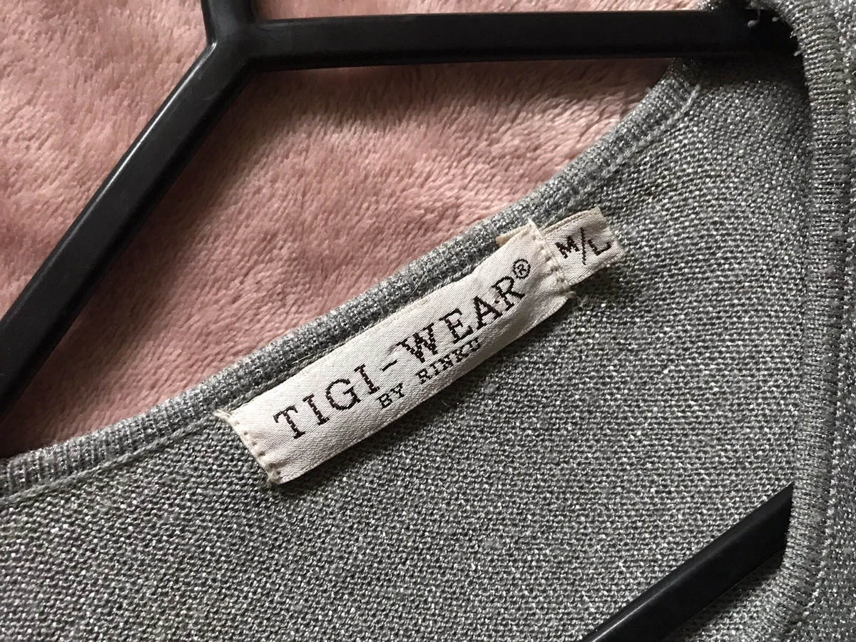 Tigi Wear By Rinki Grey Black Silver Glitter Jumper Top Size M L Ex condition