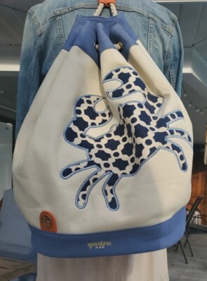 Spartina 449 Seaside Crab Large Drawstring Sailor Beach Tote 