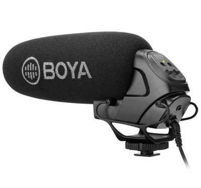 NEW Boya BY-BM3031 Cardioid Directional On-Camera SHOTGUN MICROPHONE Black gain