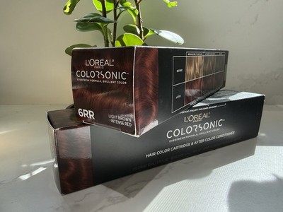 2- L Oreal Paris Colorsonic Permanent Hair Color Cartridge 6RR Light Brown Red