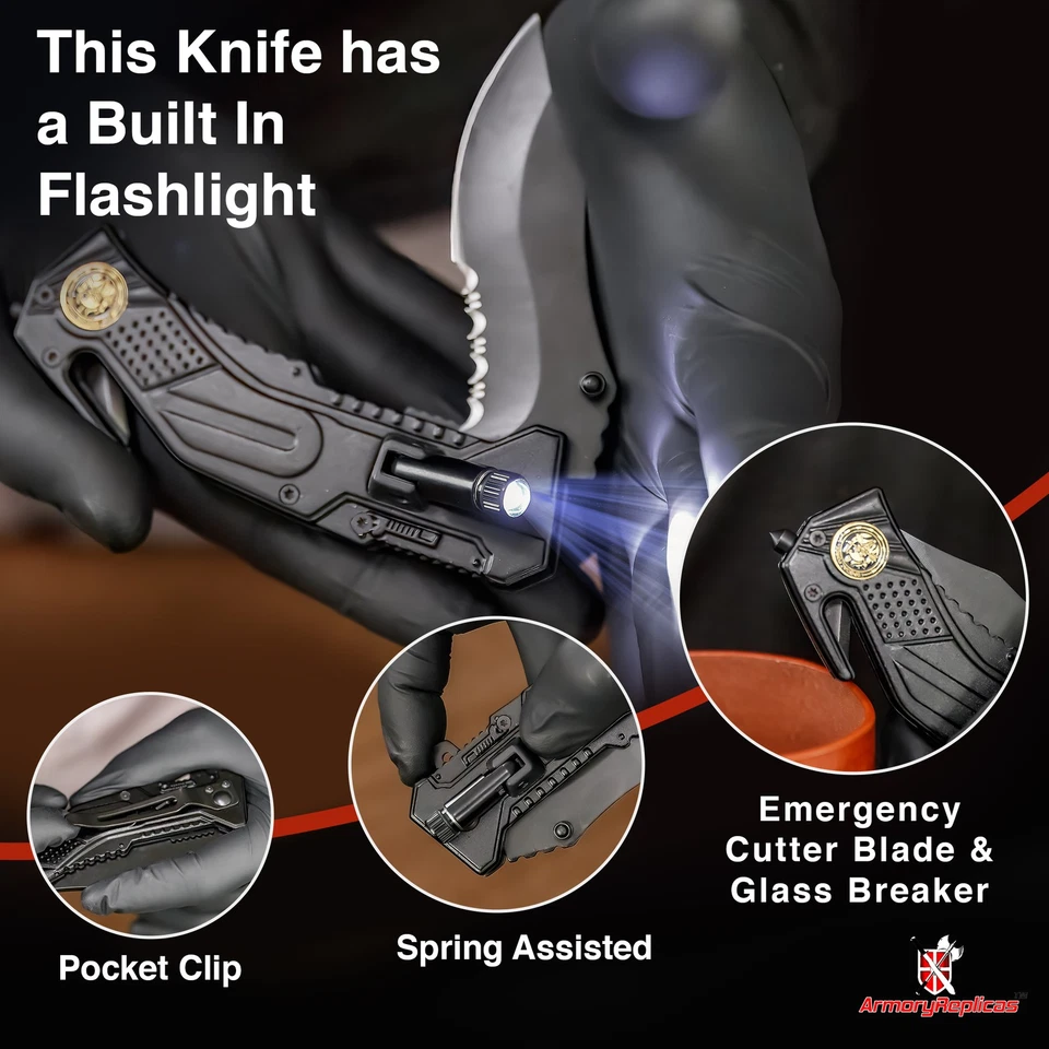 Special Force Tactical Emergency Assist LED Glass Breaker Belt Cutter Knife - Image 4 of 4