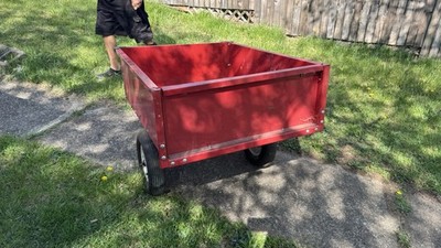 Haul-Master 10 Cu Ft Trailer Cart   600 lb Capacity Tow Behind Lawn Tractor Cart