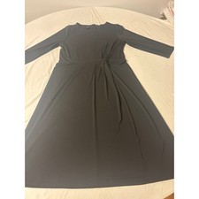 Talbots Midi Dress Womens 16 Black 3/4 Sleeve Side Knot Stretch Jersey
