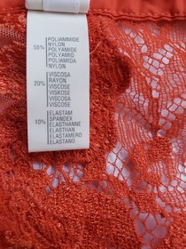 La Perla Lace Sheer Floral Orange Lingerie Bustier Corset Garter Size 1 US 32C