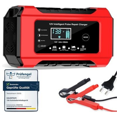Benutzerfreundliches Autobatterie Ladegerät - LCD-Display & lange Kabel