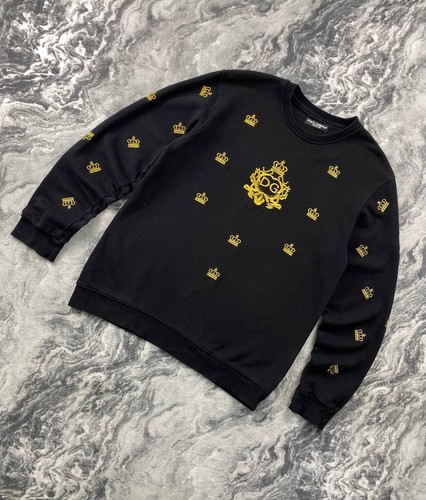 Vintage Dolce & Gabbana Crown Sweatshirt Big Logo DG Men Size 52 Black
