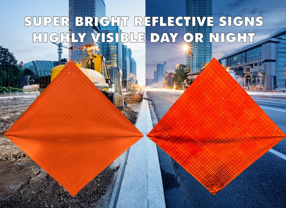 Letrero de vinilo reflectante OrangeGear® 36" x 36" y kit de soporte de resorte único de acero Foto 4 de 4