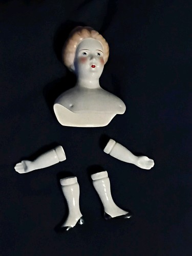Antique China/Porcelain Doll Head Legs And Arms Very Tiny Doll Parts